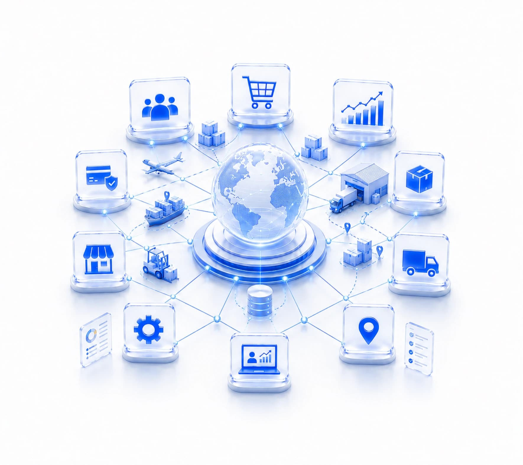 Connected business systems around a central Platformz hub