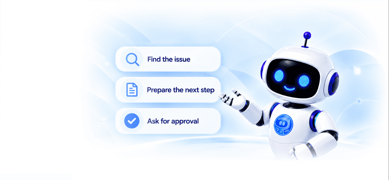 A Platformz agent presenting workflow options